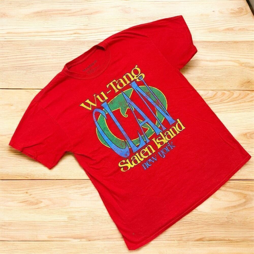 Wu Tang Red Graphic Logo Short Sleeve Tee Shirt Large Band Music